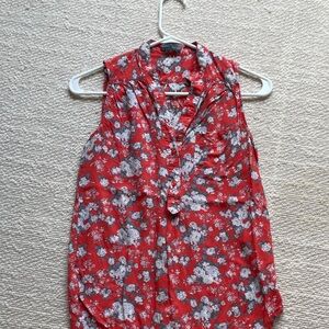 Market & Spruce Red Floral Blouse